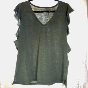 NWT Semi Fitted Ruffle Sleeve Tank Top in Green